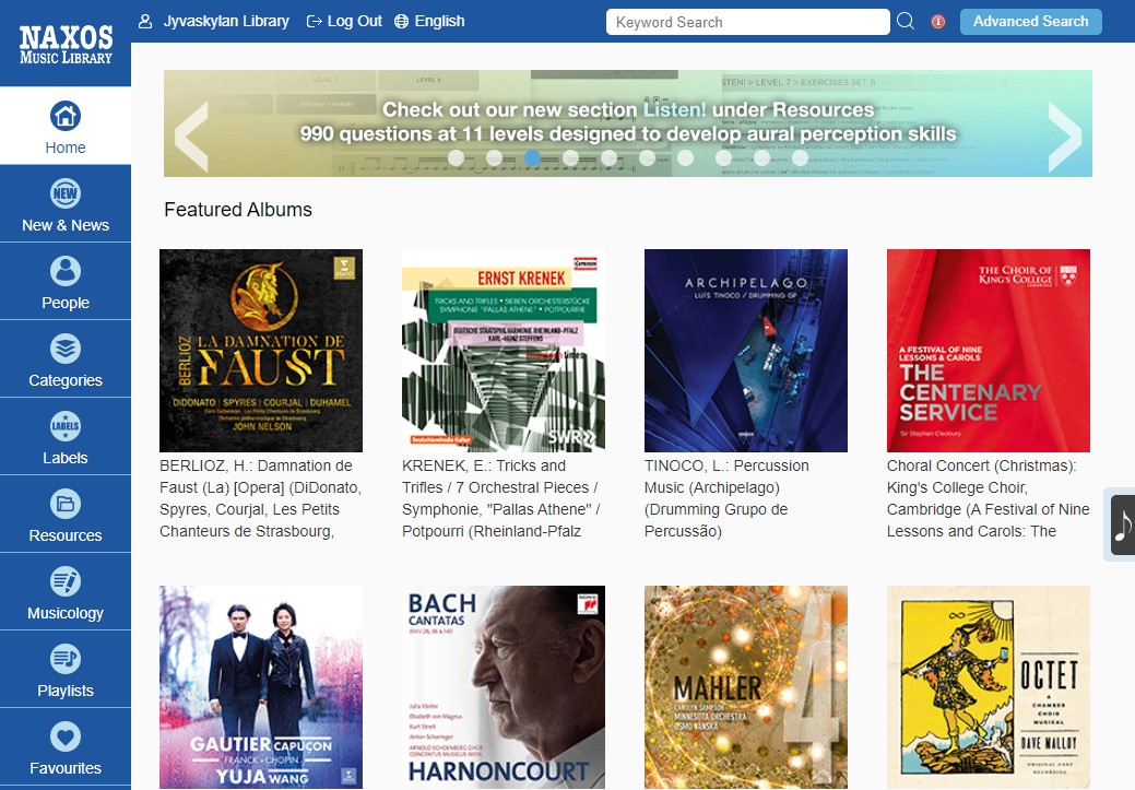 Naxos Music Library home page