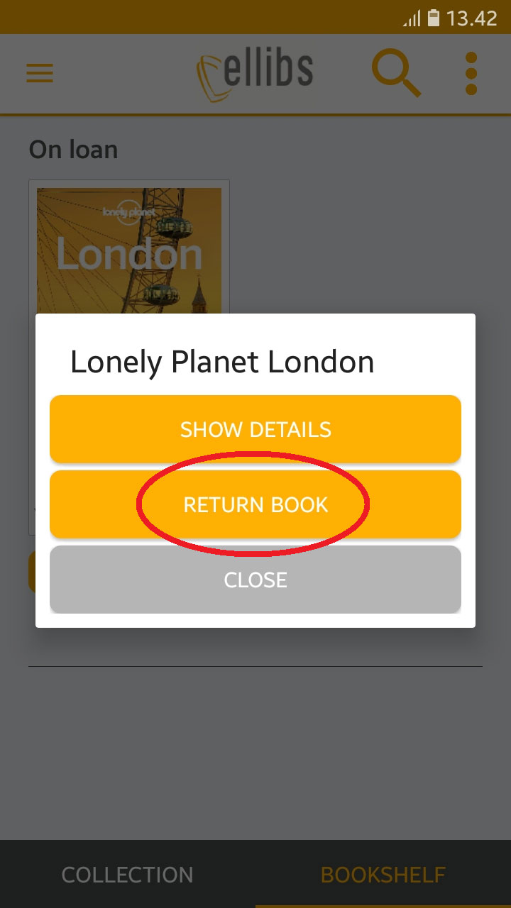 returning a book in the Ellibs mobile app