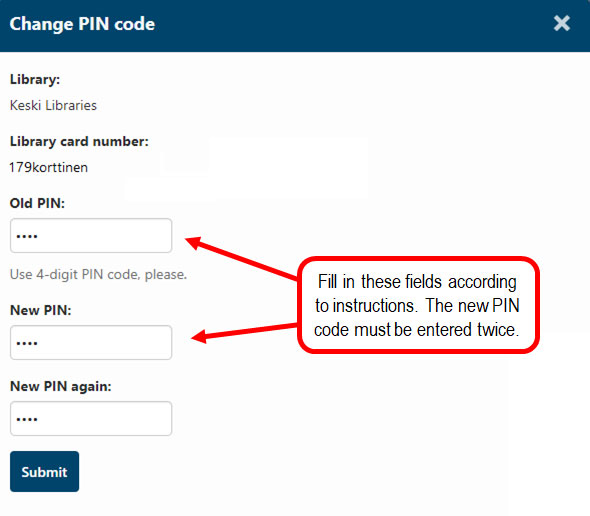 changing the PIN code